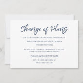 ネイビーブルーの手書きで変更のお知らせ 招待状 (正面)