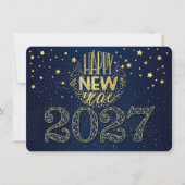 ネイビーブルーの新年2027年とゴールドの星 シーズンカード (正面)