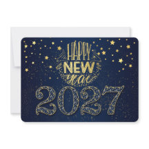 ネイビーブルーの新年2027年とゴールドの星