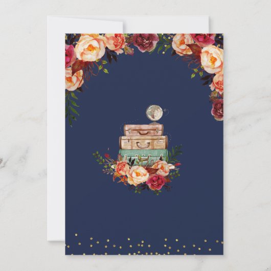 ネイビーブルーの旅行の招待状 招待状 (裏面)