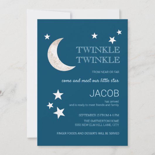 ネイビーブルーの星と月が輝く「Twinkle Little Star Sip See」 (正面)
