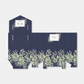 ネイビーブルーの植物のモノグラム ウェディング フェイバーボックス (折り畳みなし)