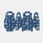 ネイビーブルーの水彩画の海の海洋生物 フェイバーボックス (折り畳みなし)