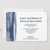 ネイビーブルーの水彩画の筆跡　披露宴のみのご案内 招待状 (正面)