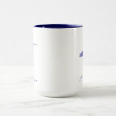 ネイビーブルーの水彩画シギのシルエット マグカップ (中央)