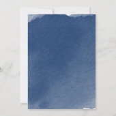 ネイビーブルーの水彩画 ブライダルシャワー 招待状 (裏面)