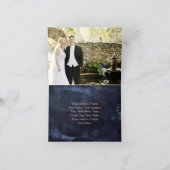 ネイビーブルーの水彩画＆ローズゴールドの結婚式のお礼 サンキューカード (内部)