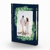 ネイビーブルーの水彩緑 フォトブロック (右)