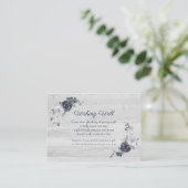 ネイビーブルーの水彩花の願い井戸の結婚式 エンクロージャーカード (スタンド正面)