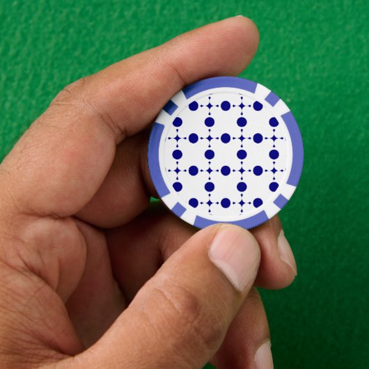 ネイビーブルーの水玉模様、水玉パターン、ドット ポーカーチップ (手)