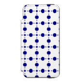 ネイビーブルーの水玉模様、水玉パターン、ドット INCIPIO iPhoneウォレットケース (フォリオ 正面)