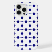 ネイビーブルーの水玉模様、水玉パターン、ドット iPhoneケース (裏面)