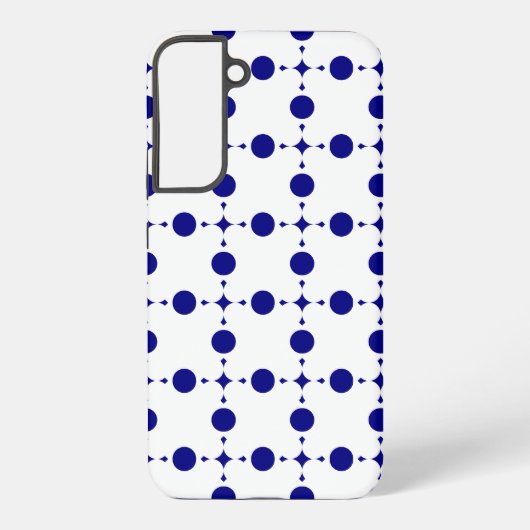 ネイビーブルーの水玉模様、水玉柄、ドット SAMSUNG GALAXYケース (裏面)