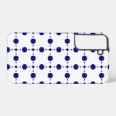 ネイビーブルーの水玉模様、水玉柄、ドット SAMSUNG GALAXYケース (裏面横)