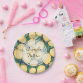 ネイビーブルーの水色レモンズパーソナライズされた ペーパープレート (パーティー)