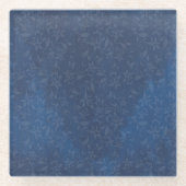 ネイビーブルーの汚れ背景の抽象芸術フローラ ガラスコースター (正面)