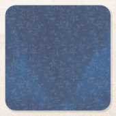 ネイビーブルーの汚れ背景の抽象芸術フローラ スクエアペーパーコースター (正面)
