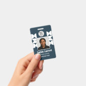 ネイビーブルーの洗練された幾何学的な社員ID バッジ (手持ち)