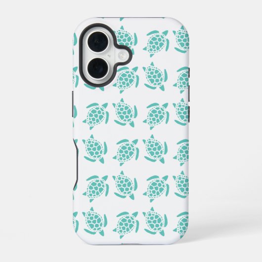 ネイビーブルーの海亀模様  iPhone 16ケース (裏面)