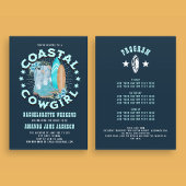 ネイビーブルーの海岸カウガールズのバチェロレッテウィークエンド 招待状