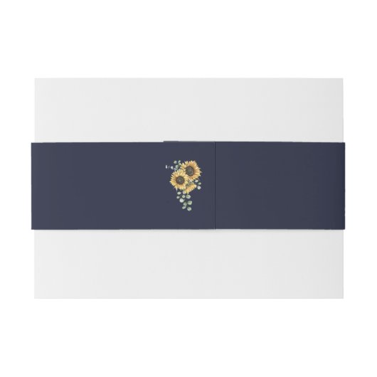 ネイビーブルーの無地のウェディングひまわり 招待状ベリーバンド (裏面例)