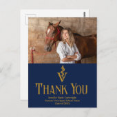 ネイビーブルーの獣医学校卒業感謝メッセージ ポストカード (正面/裏面)