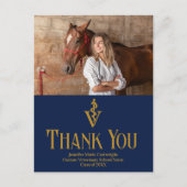 ネイビーブルーの獣医学校卒業感謝メッセージ ポストカード (正面)