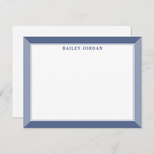 ネイビーブルーの男性用ツートンカラーのプロフェッショナルステーショナリー ノートカード (正面/裏面)