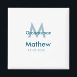 ネイビーブルーの男性的なウェディングプランナー名前と日付の文字 マグネット<br><div class="desc">デザイン</div>