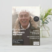 ネイビーブルーの男性誌の77歳の誕生日  招待状 (スタンド正面)