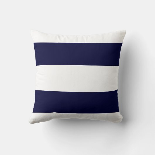 ネイビーブルーの白いサメの下にモノグラム クッション (裏面)