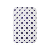 ネイビーブルーの白いステッチ バスマット (正面縦)