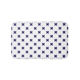 ネイビーブルーの白いステッチ バスマット