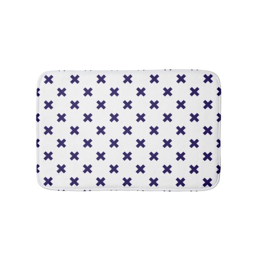 ネイビーブルーの白いステッチ バスマット (正面)