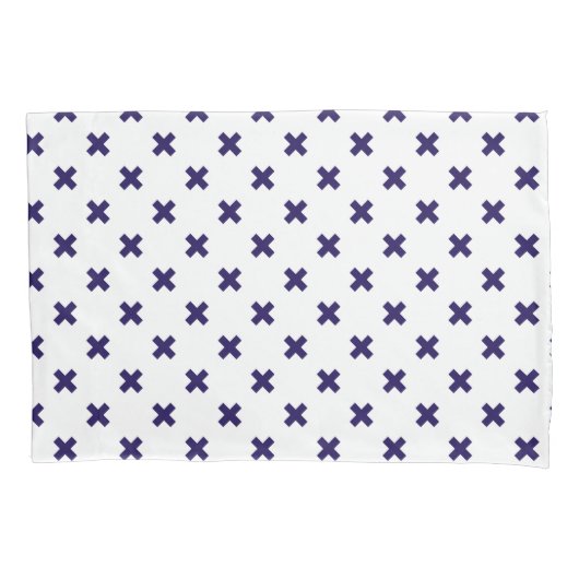 ネイビーブルーの白いステッチ 枕カバー (正面)