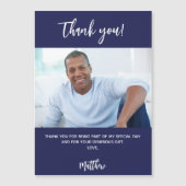 ネイビーブルーの白い写真感謝していは磁石 (正面)