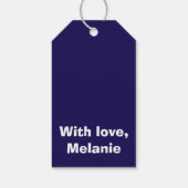 ネイビーブルーの白い十字縫い ギフトタグ (裏面)