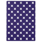 ネイビーブルーの白い十字縫い クリップボード (裏面)