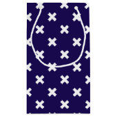 ネイビーブルーの白い十字縫い スモールペーパーバッグ (裏面)