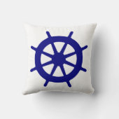 ネイビーブルーの白い沿岸のデコール船ホイール クッション (裏面)