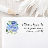 ネイビーブルーの白い緑の水色 ラベル (インサイチュ)