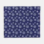 ネイビーブルーの白い雪 フリースブランケット (正面(横))