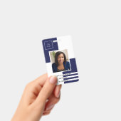 ネイビーブルーの白プロファイル写真事業企業の バッジ (手持ち)