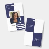 ネイビーブルーの白プロファイル写真事業企業の バッジ (正面＆裏面)