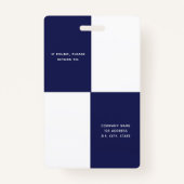 ネイビーブルーの白プロファイル写真事業企業の バッジ (裏面)