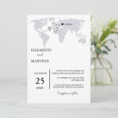 ネイビーブルーの目的地旅行オールインワンウェディング 招待状 (スタンド正面)