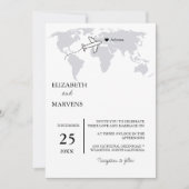 ネイビーブルーの目的地結婚旅行 招待状 (正面)