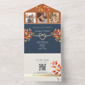 ネイビーブルーの秋の結婚式 オールインワン招待状 (内側)