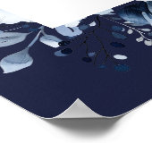 ネイビーブルーの糸の光の花の結婚式歓迎看板 ポスター (角)