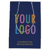 ネイビーブルーの紙製ギフトバッグ - ロゴカスタマイズ・業務用・まとめ買い ミディアムペーパーバッグ (裏面)